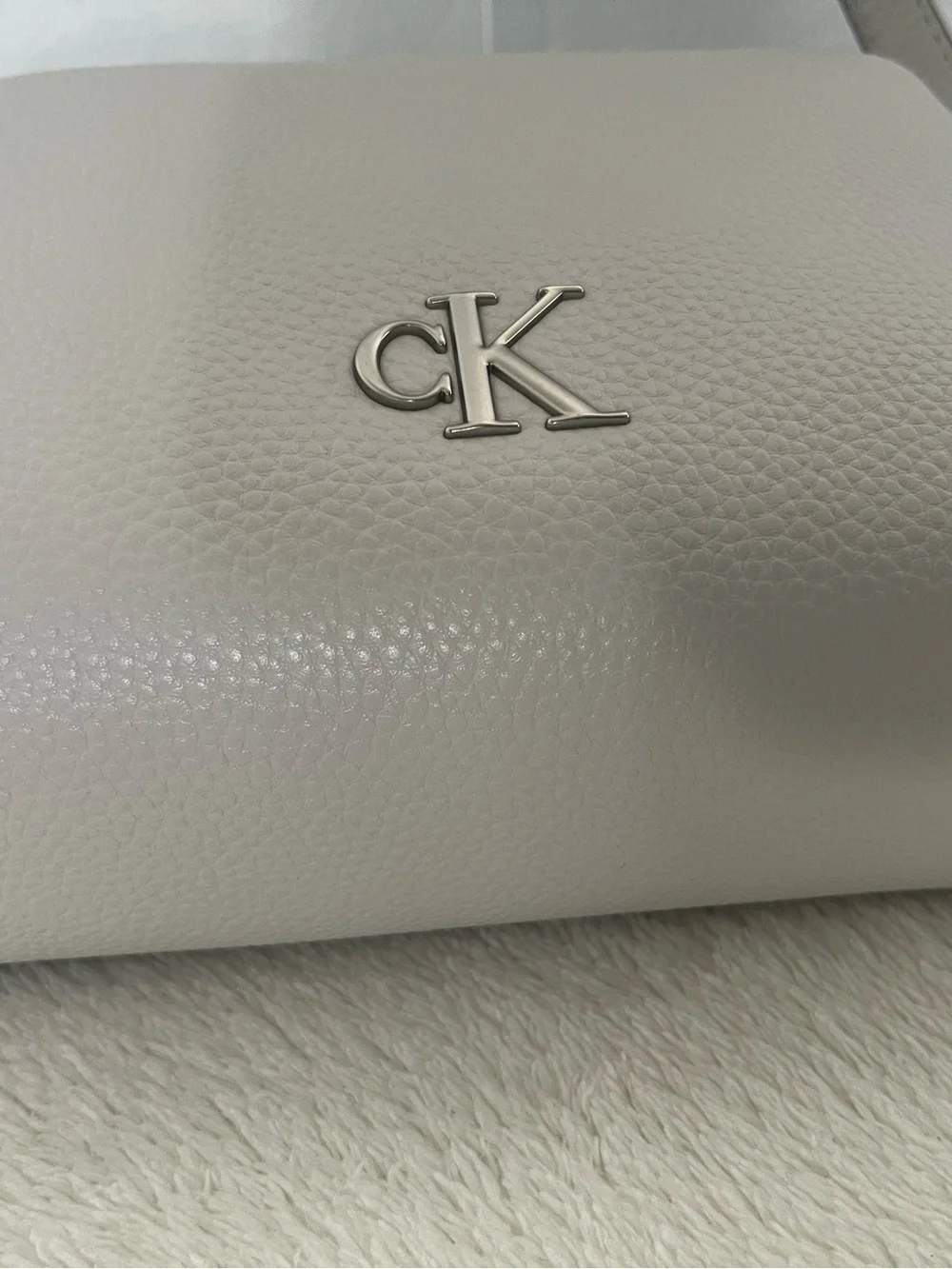 Calvin Klein Pebbled Crossbody Bag in Light Taupe
